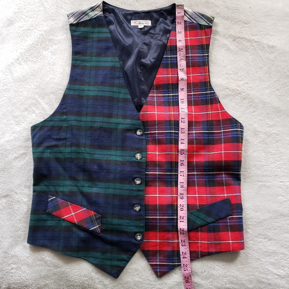 90s Vintage Patchwork Plaid Vest Talbots - Picture 8 of 12